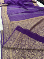 Premium Pure Silk Crepe Saree with Antique Zari Woven Border & Rich Pallu – PS31