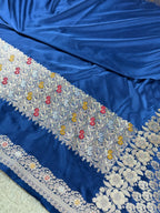 Elegant Navy Blue Zari Meenakari Banarasi Saree with Rich Pallu | MKS563