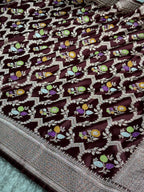 Wine Mashru Kataan Silk Saree with Meenakari Jaal Woven Design & Rich Zari Pallu | MKS634