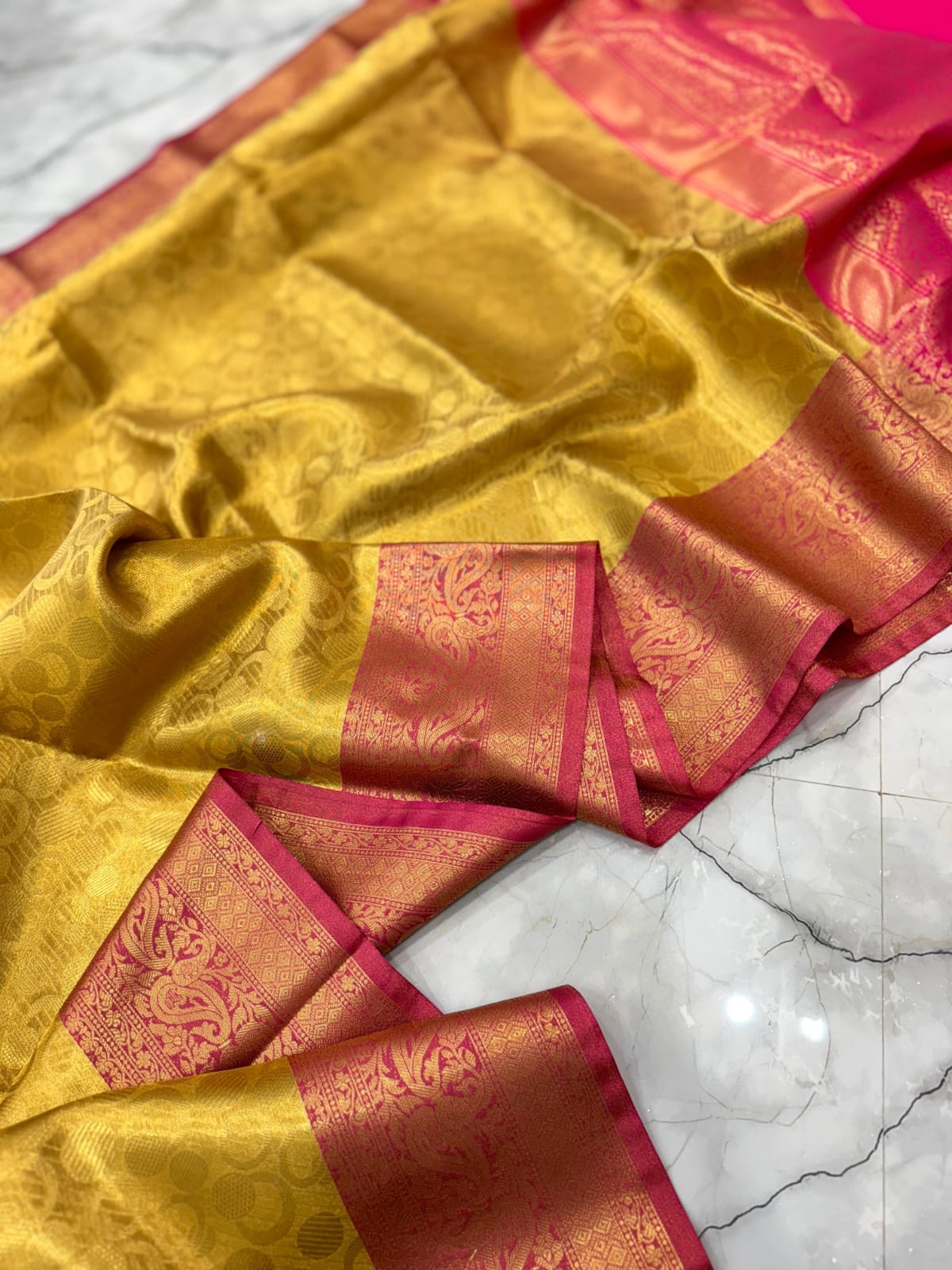 Golden Designer Tissue Silk Saree TS110