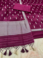 ✨ Banarasi Jacquard Gap Buti HO Silk 3-Piece Unstitched Dress Material MSS19