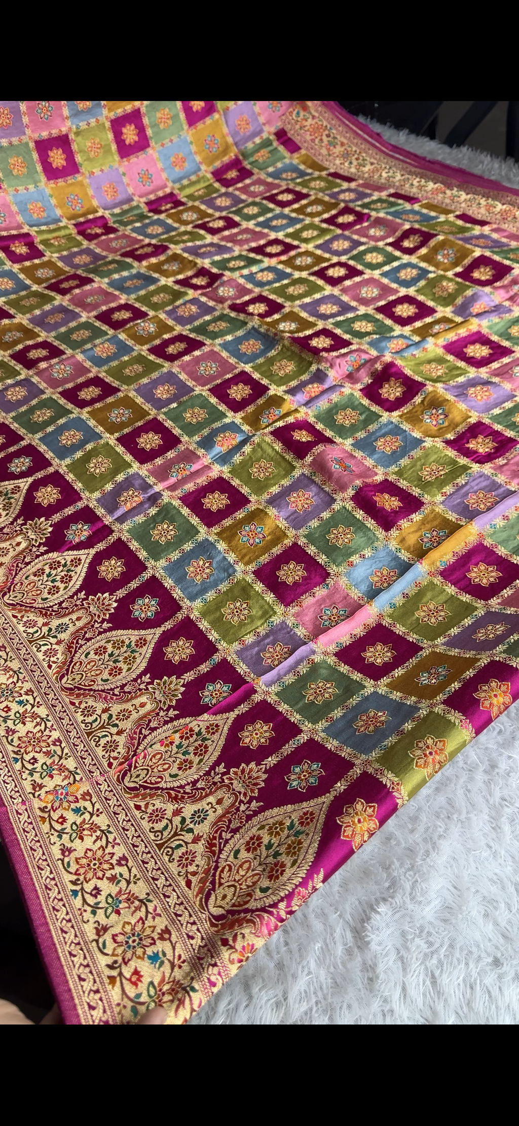 Pure Modal Silk Multicolour Saree with Zari & Pashmina Work | Rich Zari Pallu | MKS641