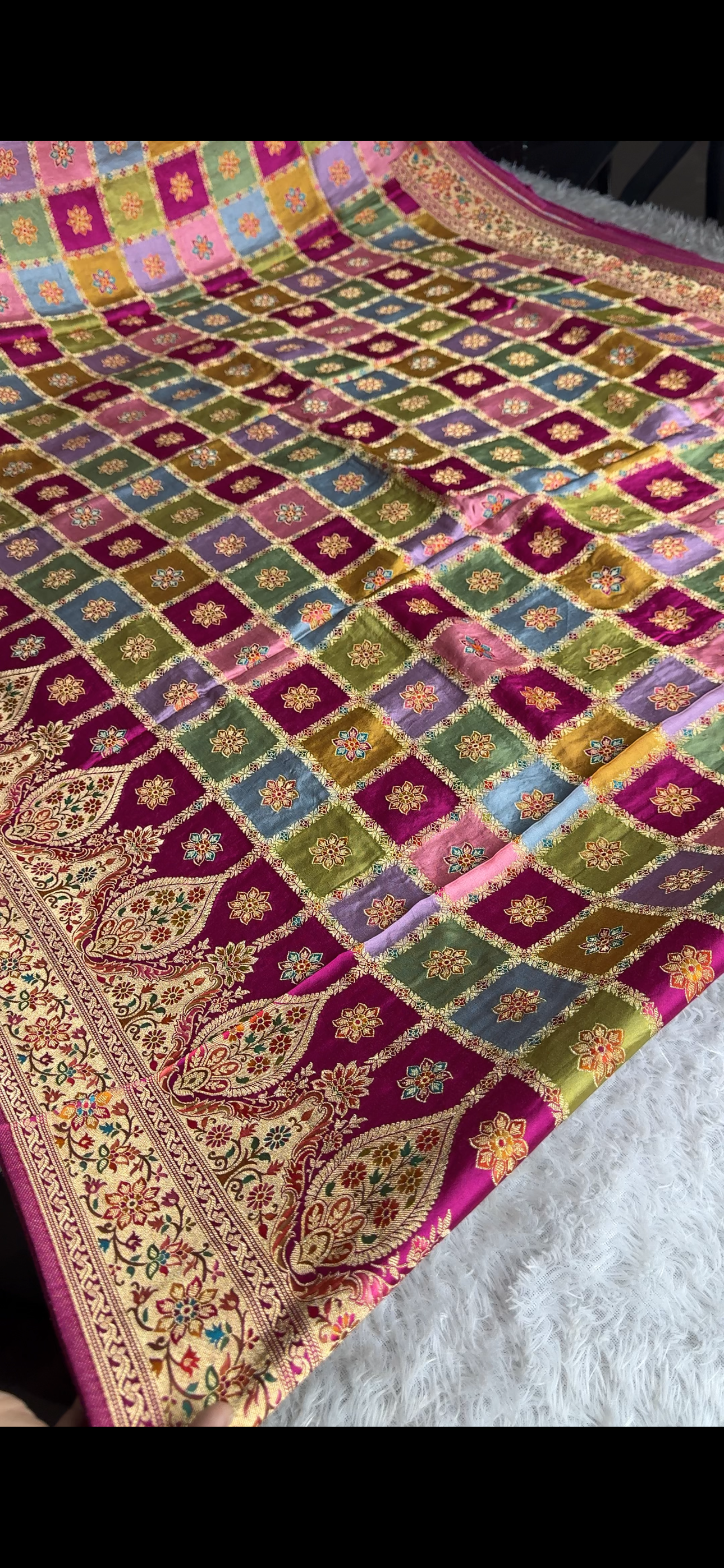 Pure Modal Silk Multicolour Saree with Zari & Pashmina Work | Rich Zari Pallu | MKS641