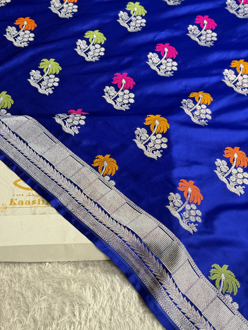 Authentic Banarasi Mashru Kataan Silk Saree with Meenakari Buta Weaving & Rich Zari Pallu – MKS705