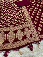 Banarasi Jacquard Zari Georgette Suit Dress – 3 Pc Set MSS22