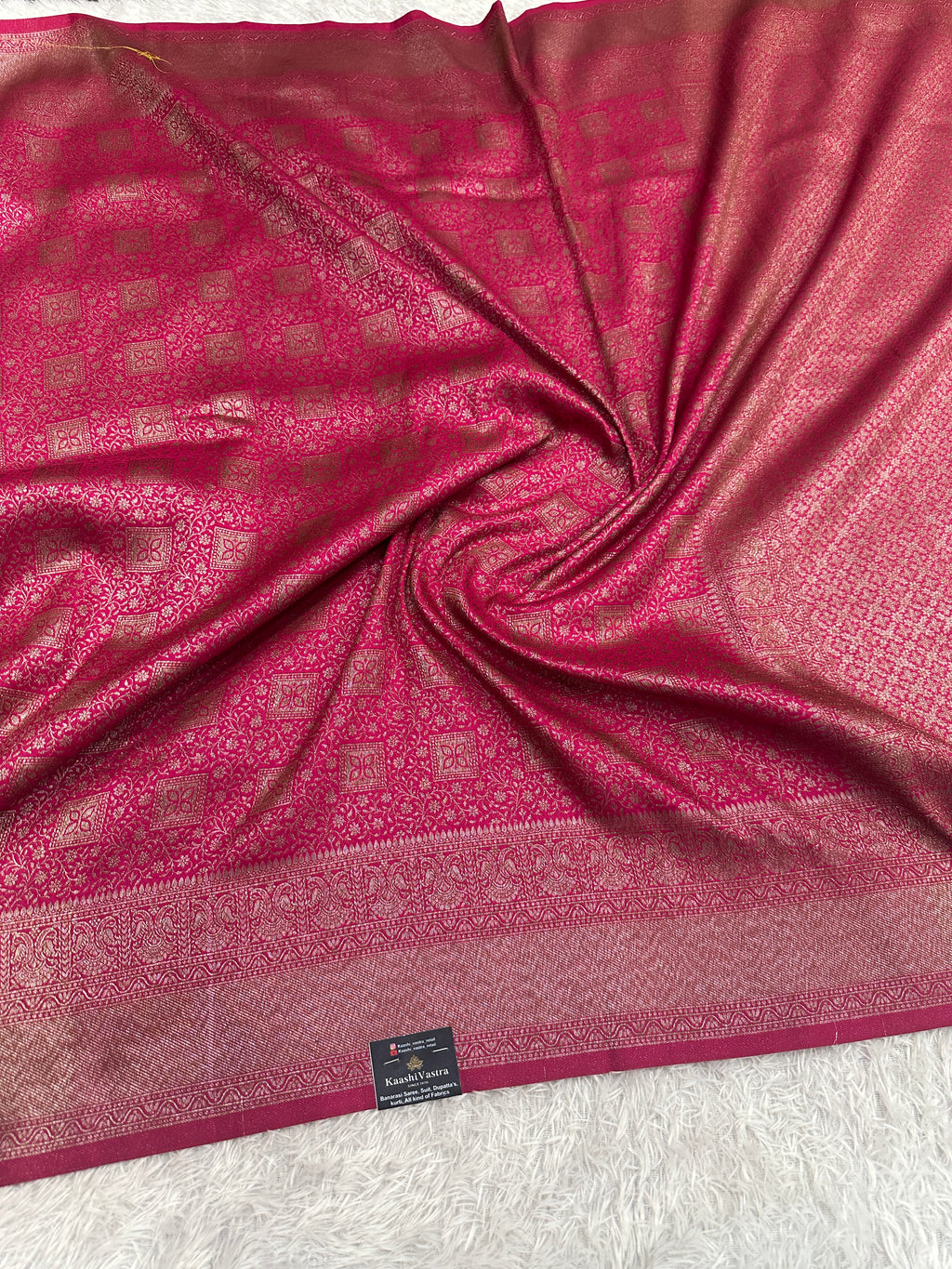 Rani pink Banarasi Dupion Silk Saree with Embossed Antique Zari Weaving & Rich Antique Zari Pallu | STF109