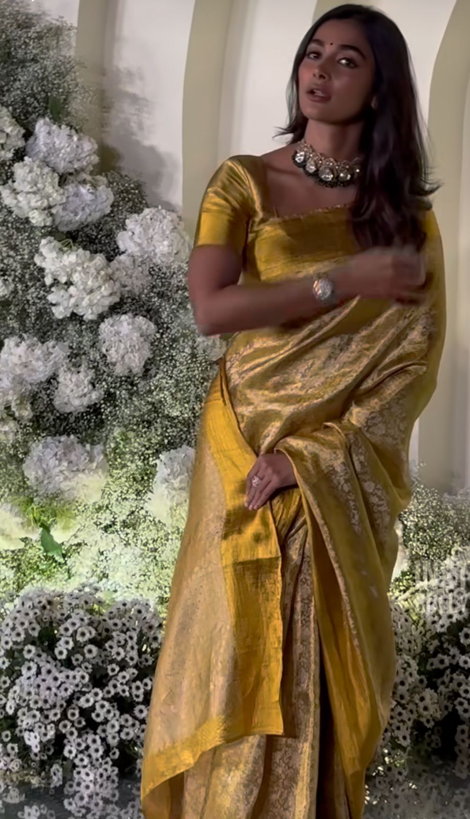 Pooja Hegde Inspired tissue Silk Saree Ts113