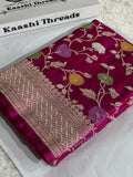 Banarasi Mashru Kataan Silk Rani Pink Jaal Meenakari Saree | Rich Zari Pallu | MKS862