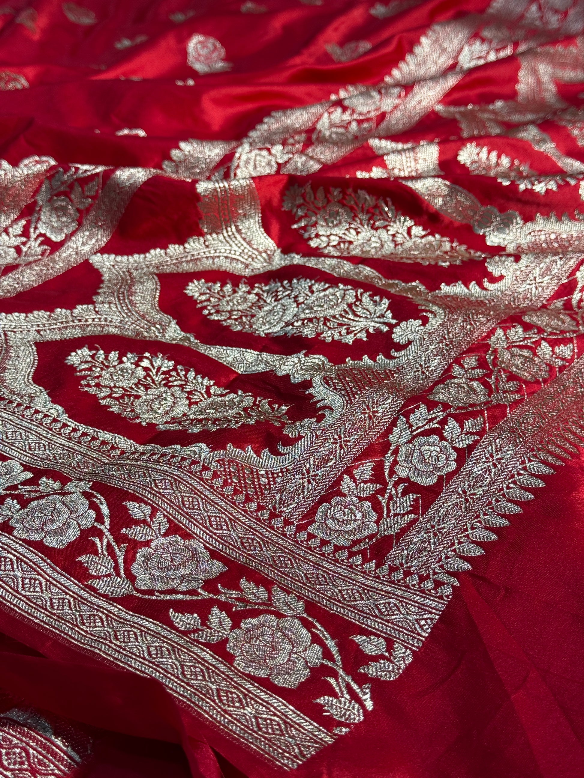 Rose Design Mashru kataan Saree Ms17