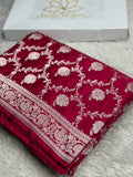 Maroon Banarasi Mashru Silk Saree with Jaal Woven Design & Satin Patta Border MKS226