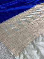 Royal Blue & Beige Mashru Saatan Silk Saree with All-Over Chunri Buti & Rich Zari Pallu – MKS833