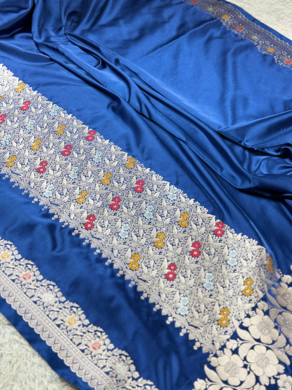 Elegant Navy Blue Zari Meenakari Banarasi Saree with Rich Pallu | MKS563