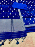 ✨ Banarasi Jacquard Gap Buti HO Silk 3-Piece Unstitched Dress Material MSS19