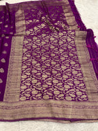 Chinon Silk Buta Zari Magenta Color Saree CN01