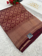 Wine Yellow Banarasi Dupion Silk Saree with Embossed Antique Zari Weaving & Rich Antique Zari Pallu | STF83