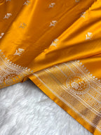 ✨ Mashru Kataan Silk Saree with Buta Woven Pattern, Ikkat Border & Rich Zari Pallu MKS407
