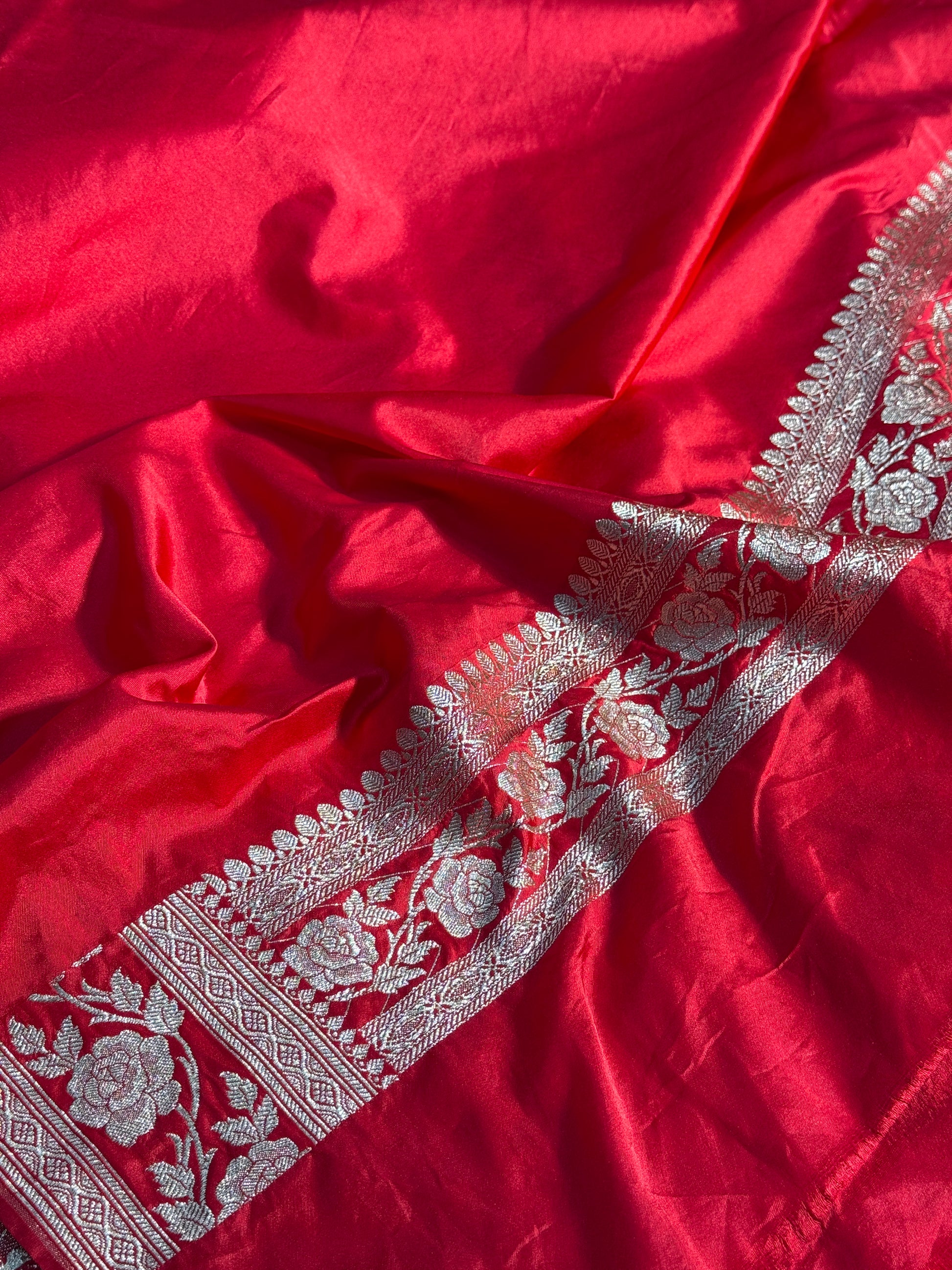 Rose Design Mashru kataan Saree Ms17