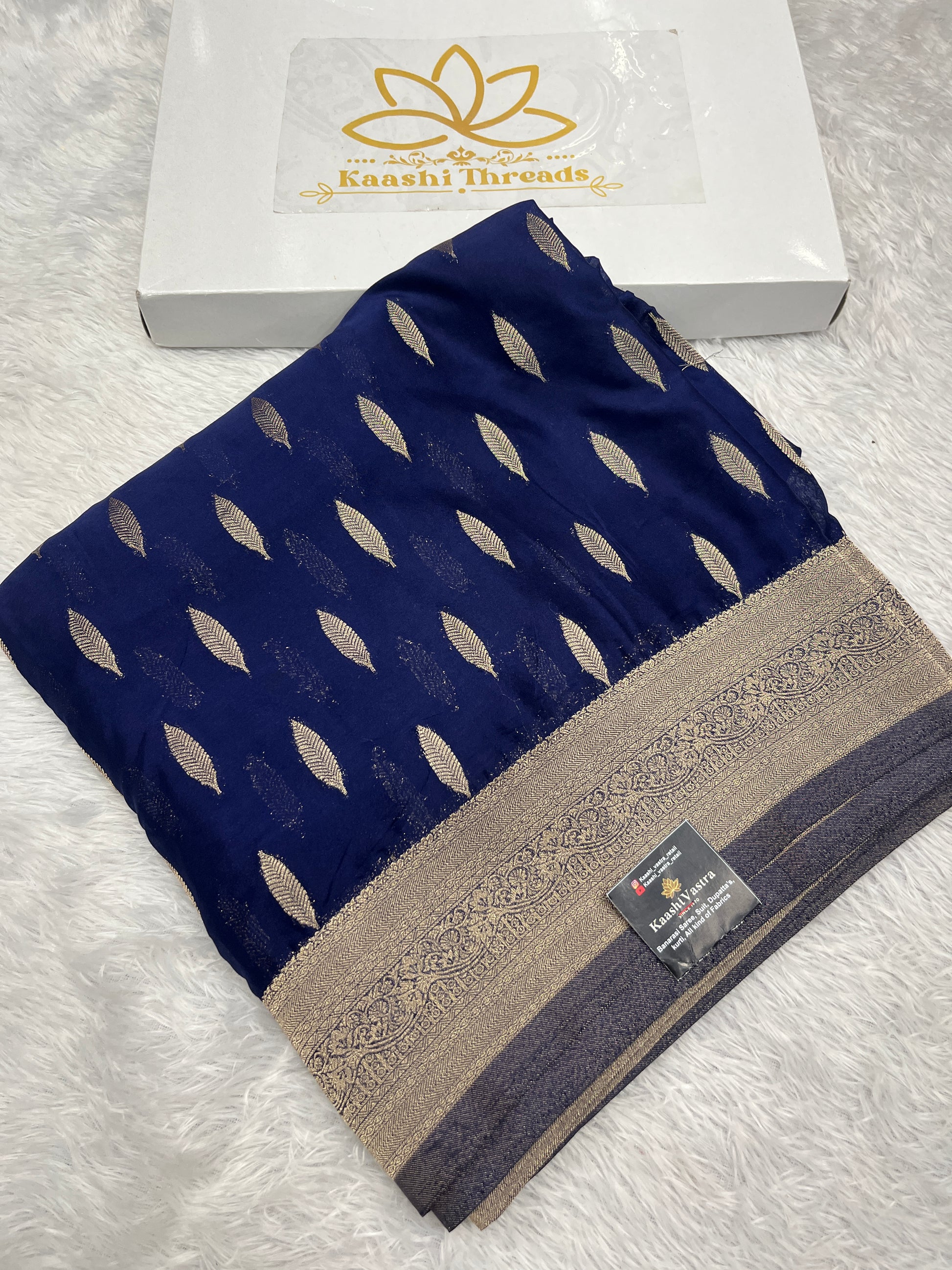 Chinon Silk Andakar Navy Blue  Color Saree CN02