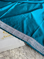Rama Blue Banarasi Mashru Silk Saree with Pallu Border Woven Design MKS162
