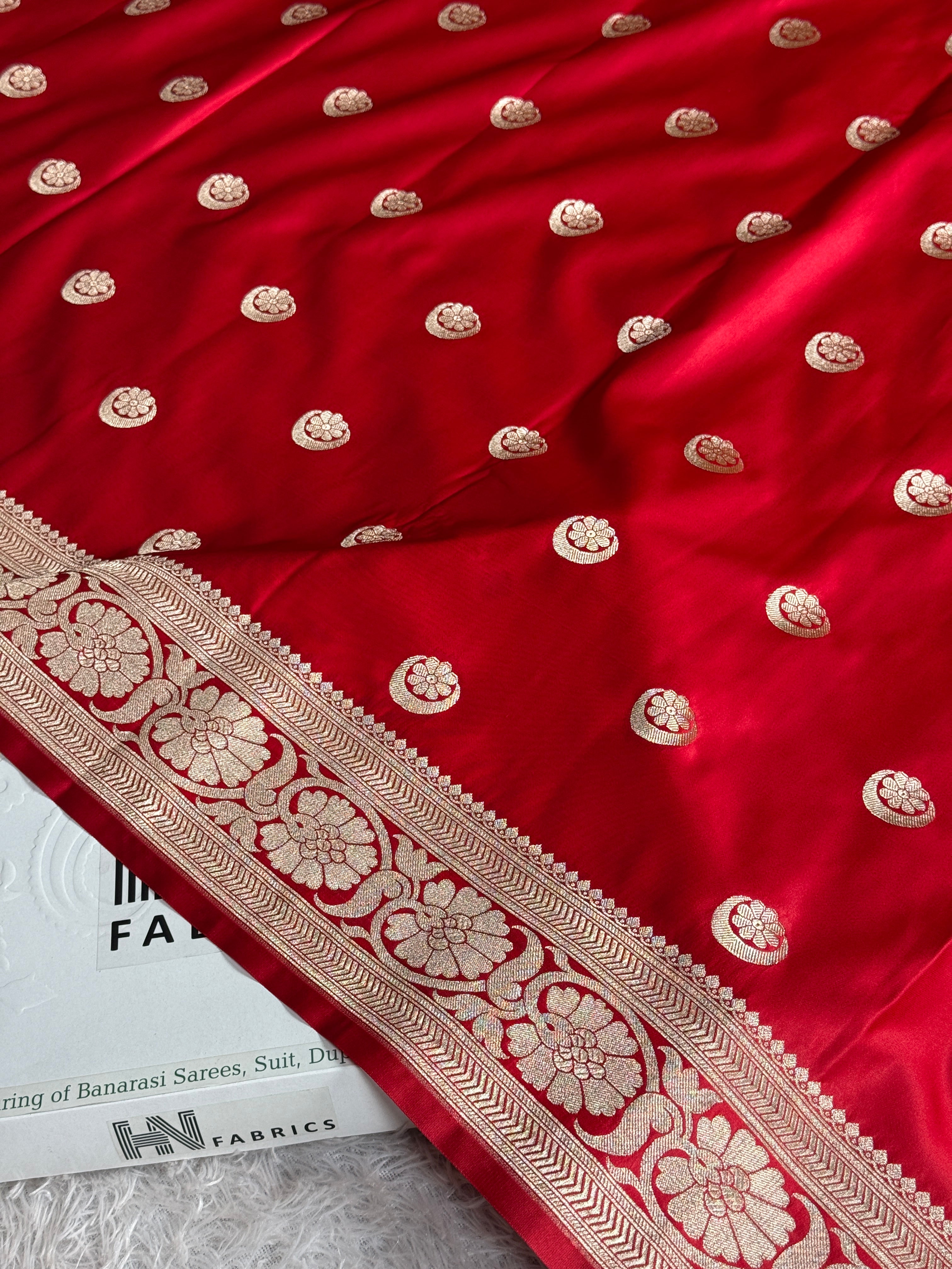 Royal Red Mashru Kataan Silk Saree with Rich Banarasi Weaving – MKS669