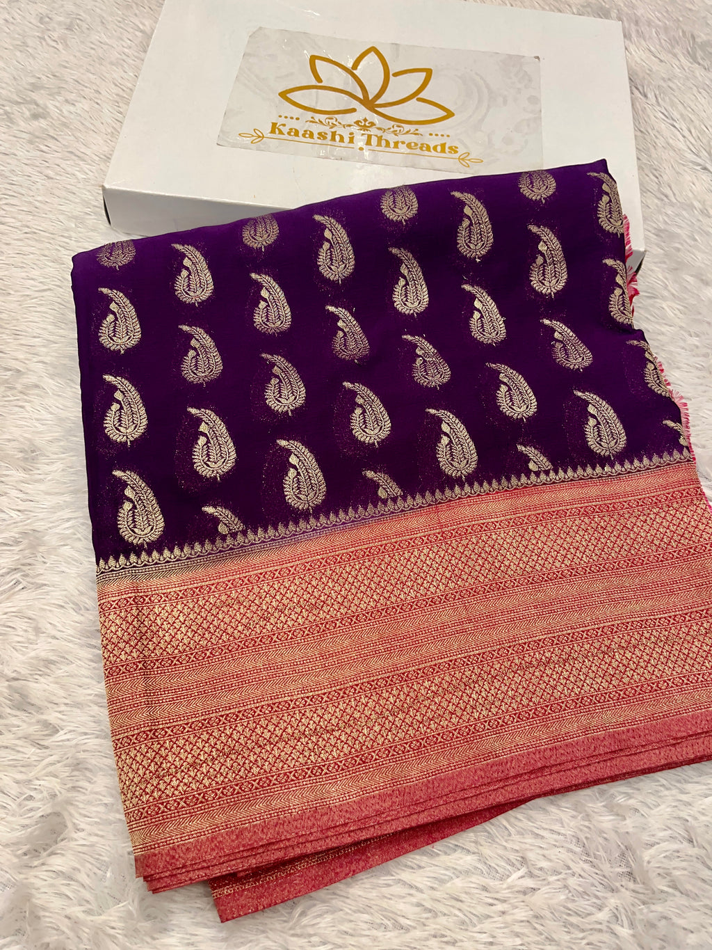 Chinon Silk Karry  Buta  Design Wine with Red color  Saree CN07