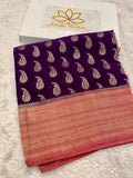 Chinon Silk Karry  Buta  Design Wine with Red color  Saree CN07