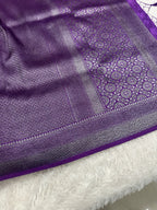 STF56 – Regal Purple Dupion Saree with Embossed Square Woven Designs