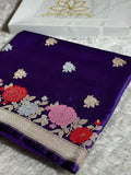 Purple Mashru Kataan Silk Saree with Zari Buta & Meenakari Border | Rich Zari Pallu | MKS507