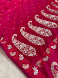 Rani Banarasi Mashru Silk Saree with Dot Buti Weaving & Fancy Jacquard Border MKS104