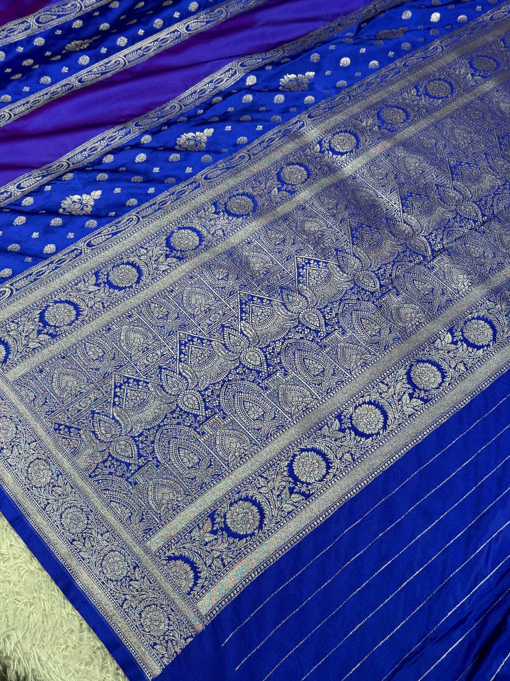 ✨ Royal Blue Rangkaat Mashru Kataan Silk Saree – MKS685 ✨