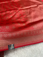 Red Banarasi Dupion Silk Saree with Embossed Antique Zari Weaving & Rich Antique Zari Pallu | STF107