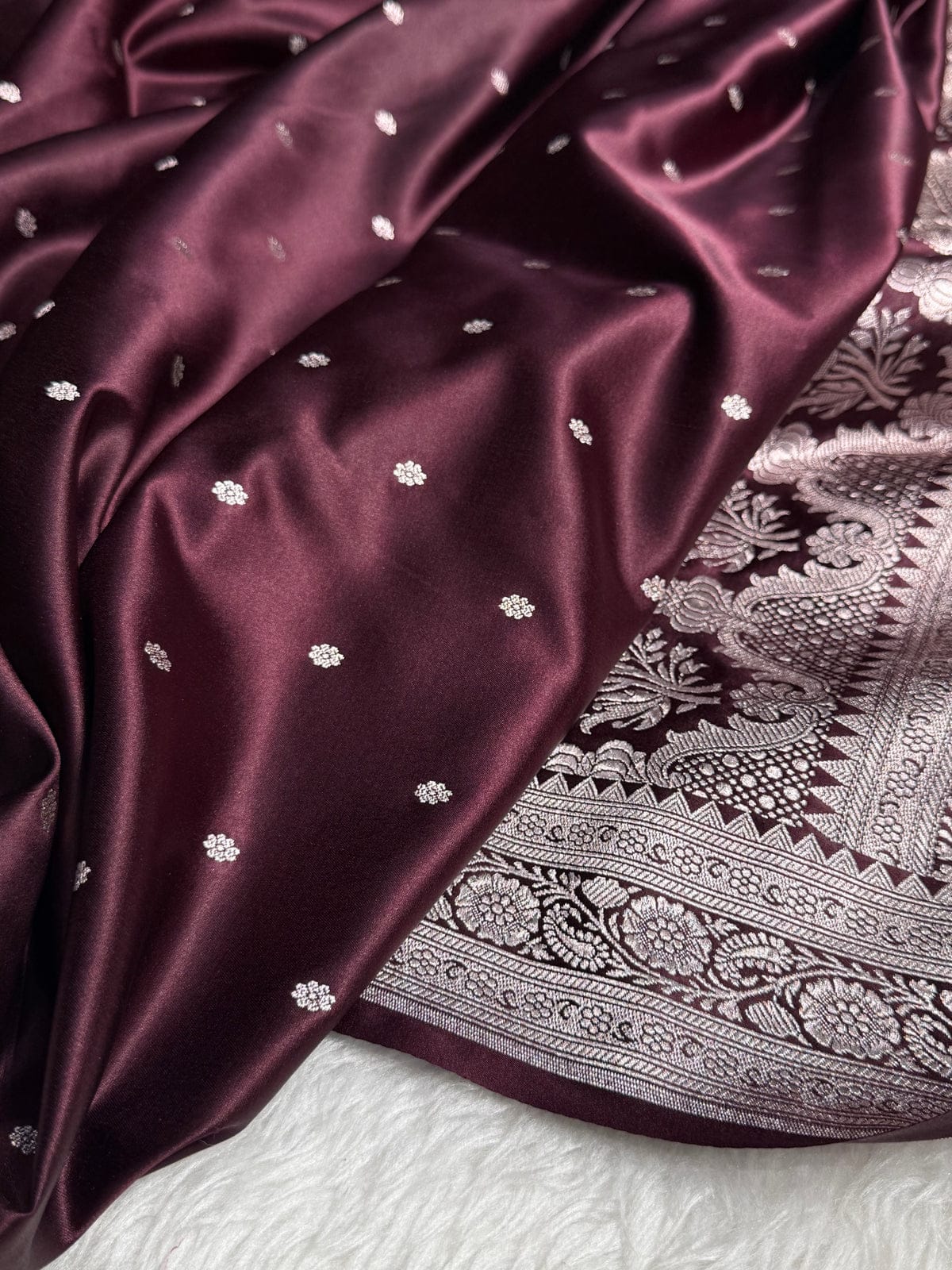 Premium Mashru Kataan Silk Saree with Star Buti Motifs and Luxurious Zari Pallu – MKS410