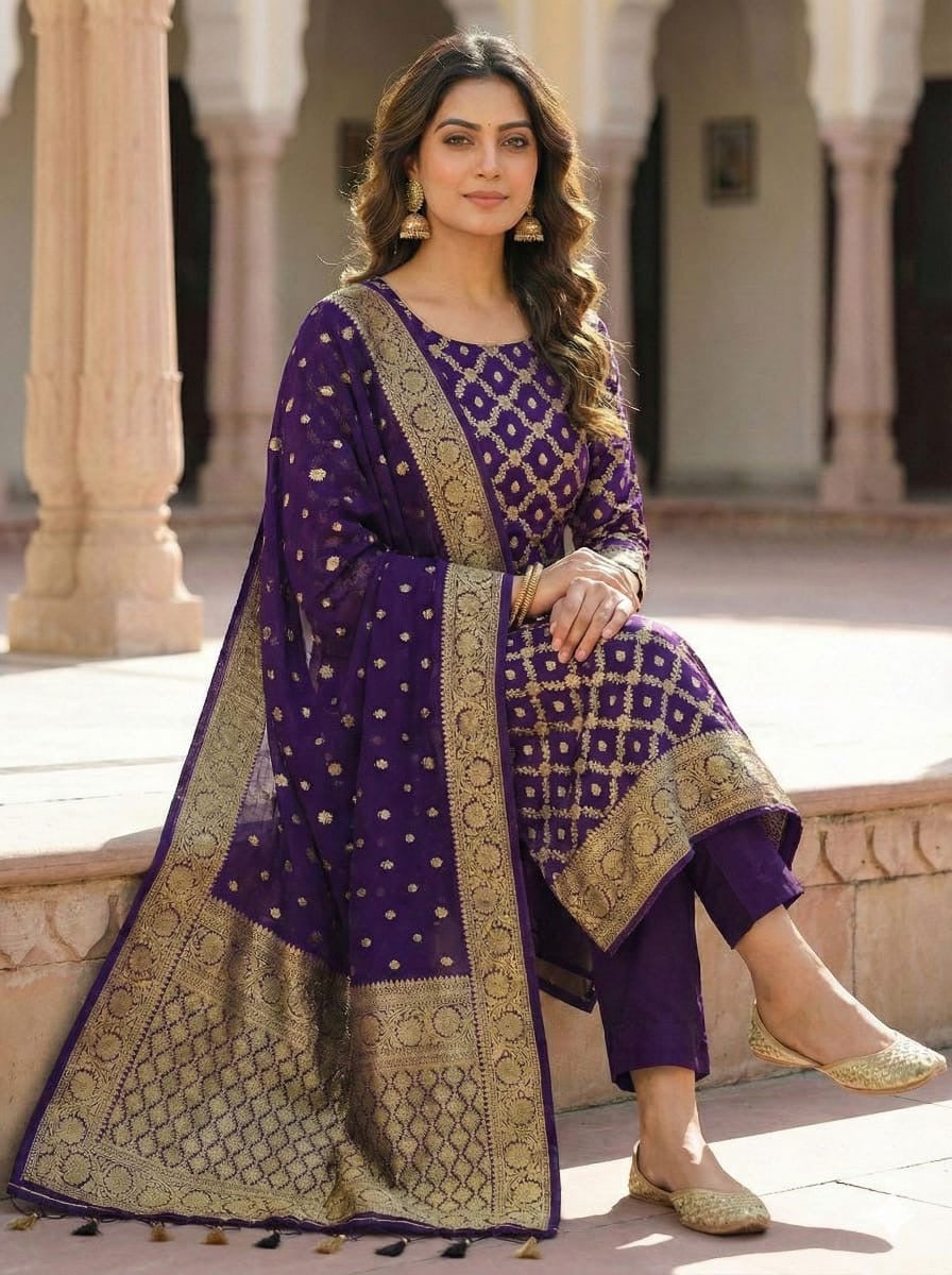✨ Banarasi Viscose Georgette Suit Set ✨VSS12