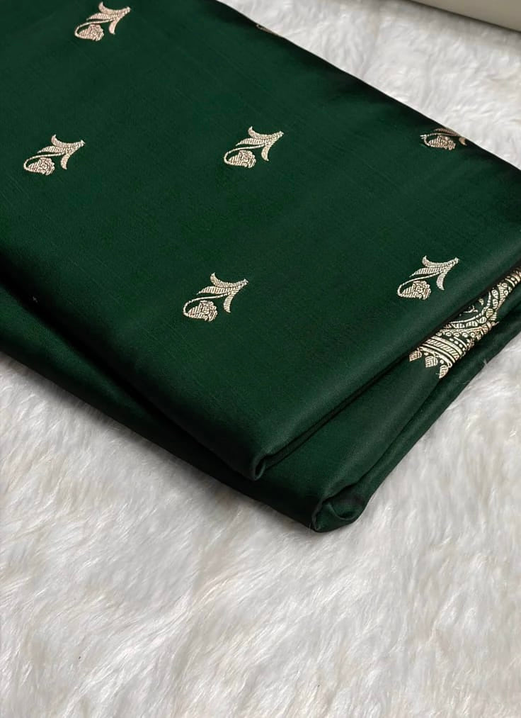 ✨ Mashru Kataan Silk Saree with Buta Woven Pattern, Ikkat Border & Rich Zari Pallu MKS407
