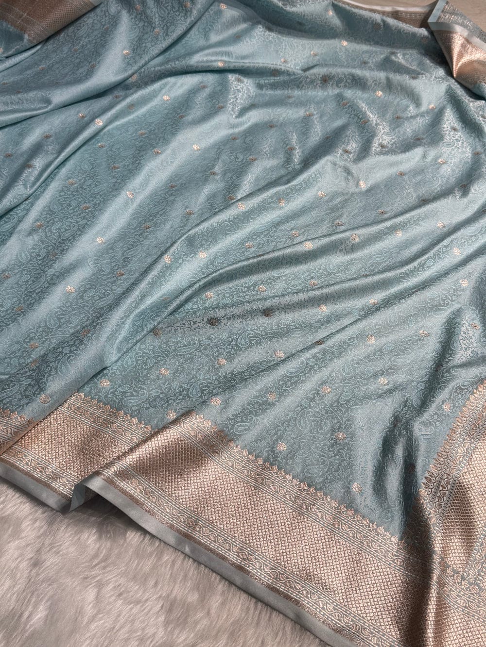 Banarasi Mashru Kataan Silk Saree Featuring Tanchoi Zari Meena Work with Rich Pallu – MKS411