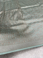 Sea green Banarasi Dupion Silk Saree with Embossed Antique Zari Weaving & Rich Antique Zari Pallu | STF75