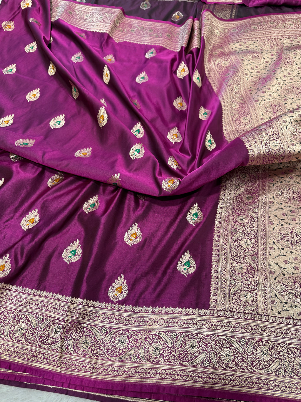 Mashru Kataan Silk Saree with Meenakari Work Ms16