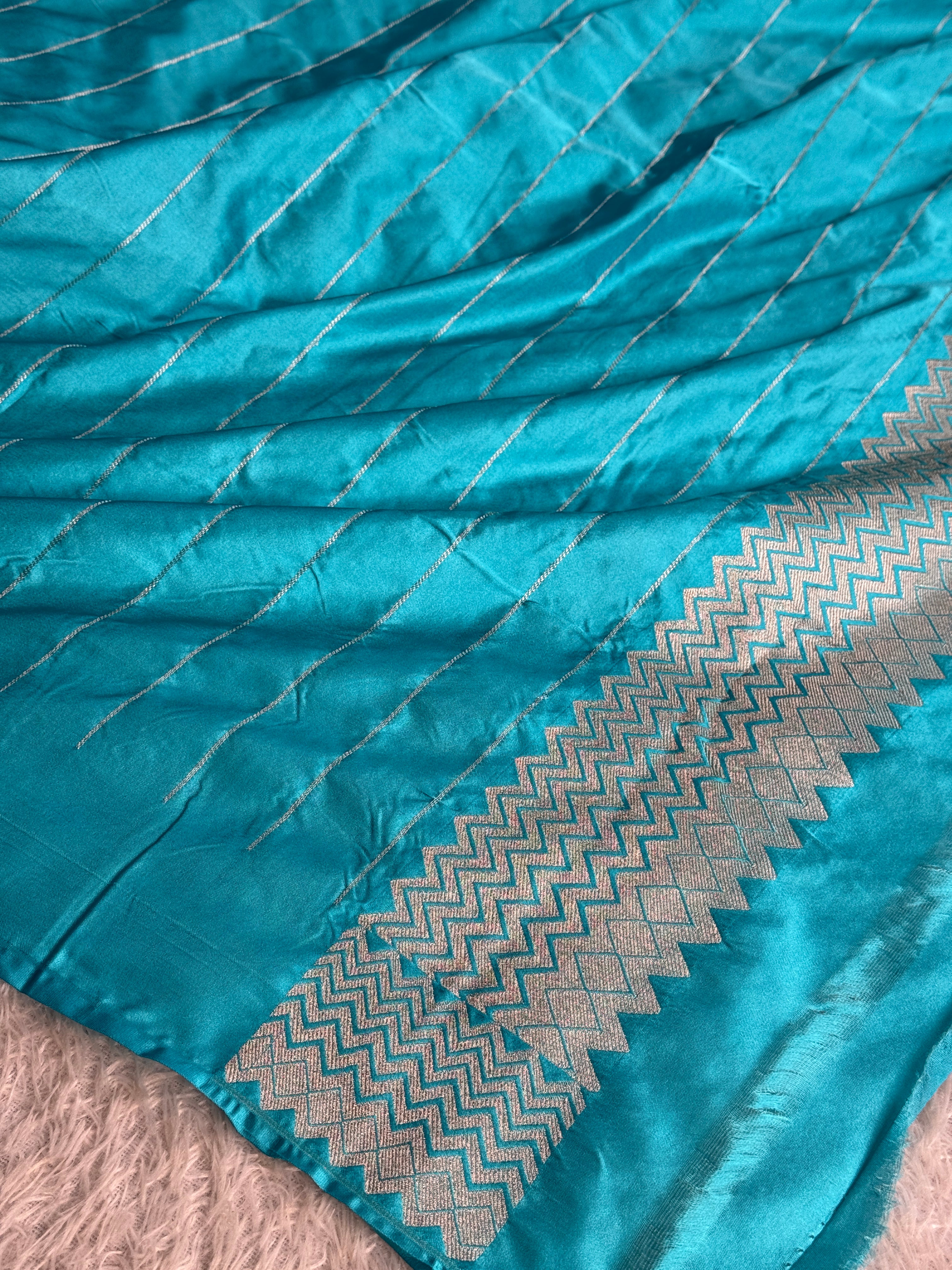 Sea Green Mashru Kataan Silk Banarasi Saree with Paithani Zari Pallu | MKS754