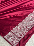 Wine Mashru Kataan Silk Saree with Tanchoi Zari Meena Weaving & Rich Zari Pallu – MKS838