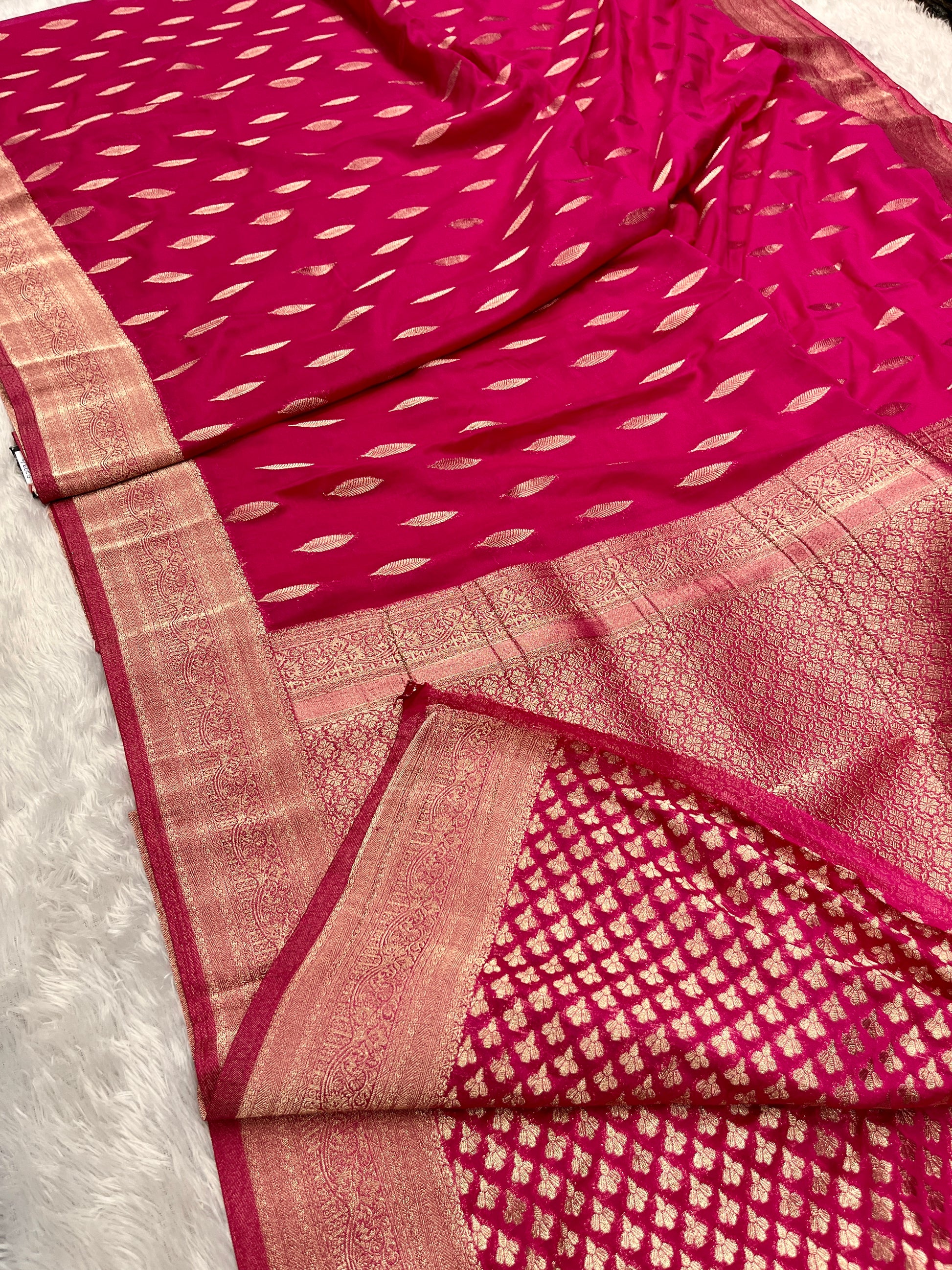 Chinon Silk Andakar Dark Pink Color Saree CN02