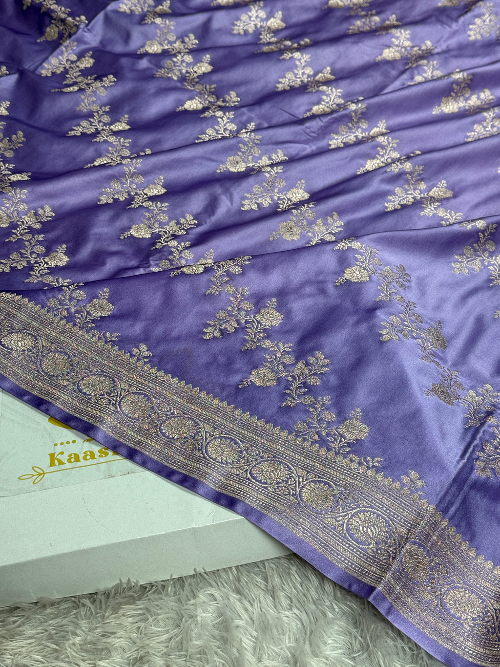 Lavender Premium Banarasi Mashru Silk Saree with Jaal Woven Pattern MKS142