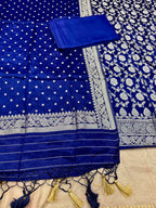 ✨ Banarasi Jacquard Gap Buti HO Silk 3-Piece Unstitched Dress Material MSS23