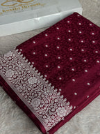 Wine Mashru Kataan Silk Saree with Tanchoi Zari Meena Weaving & Rich Zari Pallu – MKS838