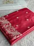 ✨ Strawberry Mashru Kataan Silk Saree with Buta Design & Zari Pallu | MKS643 ✨