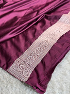 Premium Contrast Pink Wine Mashru Kataan Silk Saree with Buta Woven Design & Rich Zari Pallu MKS624