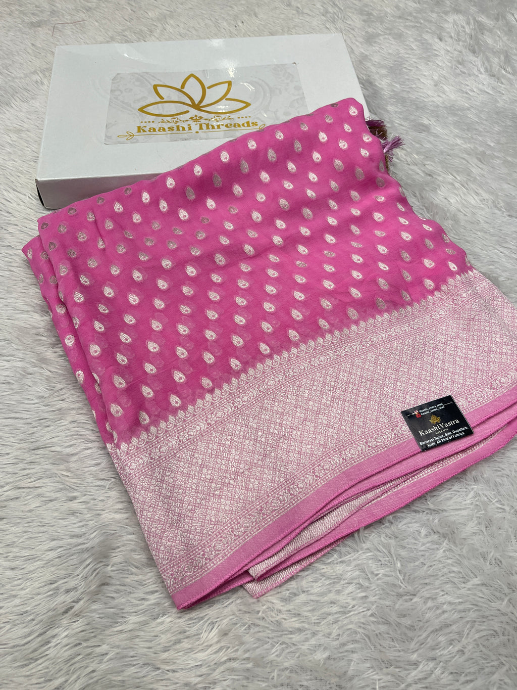 Banarsi Pure Natural Georgette Almond Buti  Design VSG06