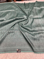 STF51 – Charming Sea Green Dupion Saree with All-Over Floral Woven Designs