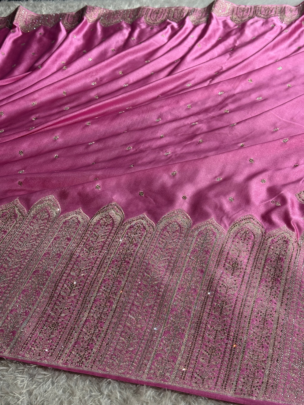 MKS809 – Premium Mashru Kataan Silk Saree with Ikkat Zari Weaving & 1 Lakh+ Swarovski Work
