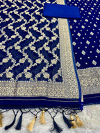 Banarasi Jacquard Zari Georgette Suit Dress – 3 Pc Set MSS24