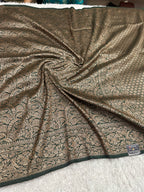 Green  Banarasi Dupion Silk Saree with Embossed Antique Zari Weaving & Rich Antique Zari Pallu | STF110